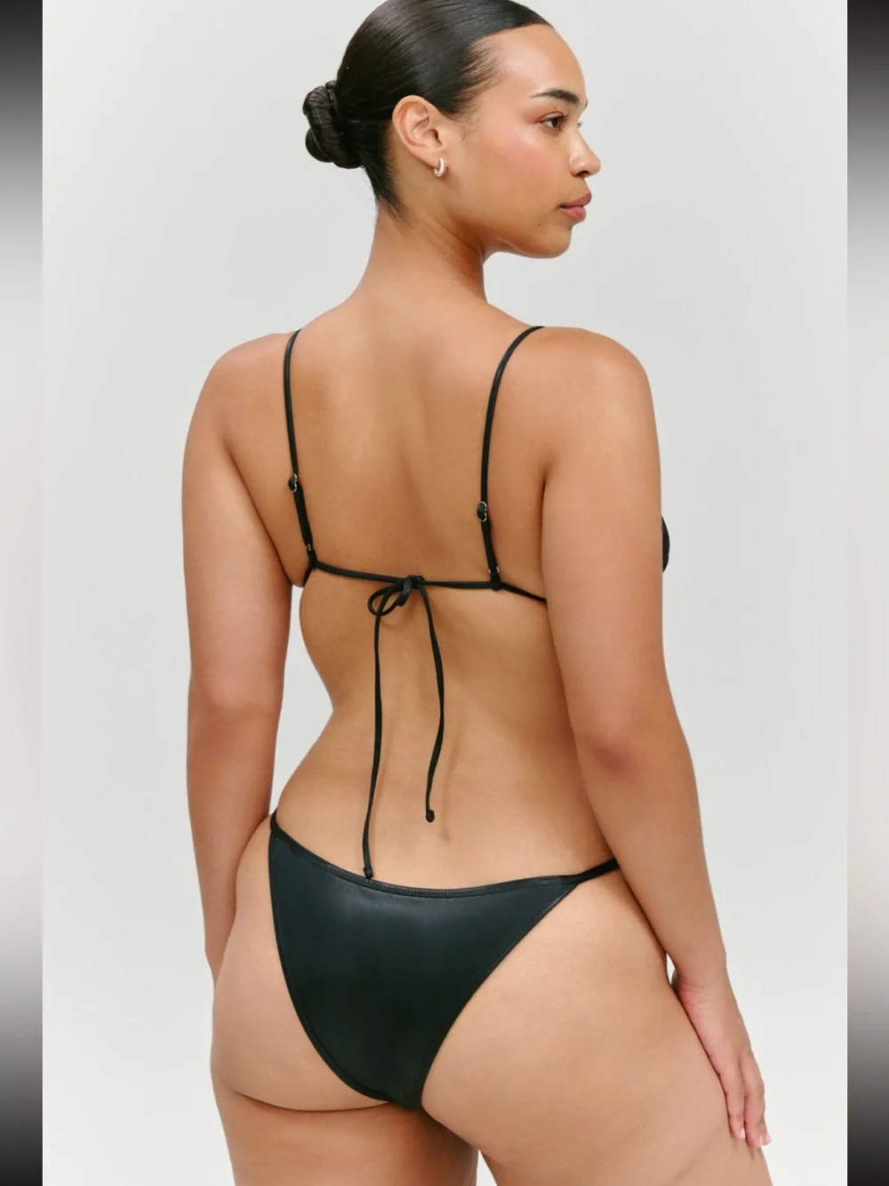 Khy x Frankie’s Metallic black bikini Luna Elena top bottoms